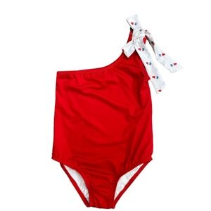 James & Lottie Girl's Brynn Red One-Piece with Popsicle Bow Swimsuit